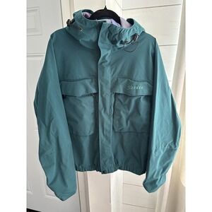 Vintage Simms Dry Coat Jacket Mens Large Green Gore Tex Fishing Windbreaker